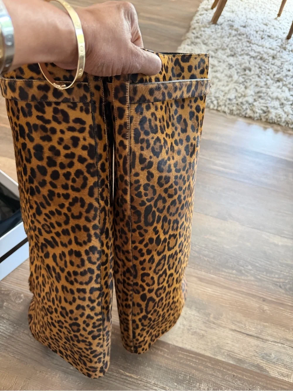 Givenchy Shark Pinch Boots in Leopard Pony-Effect Leather